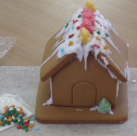 Gingerbread house were under construction here at Marian Catholic earlier this month.